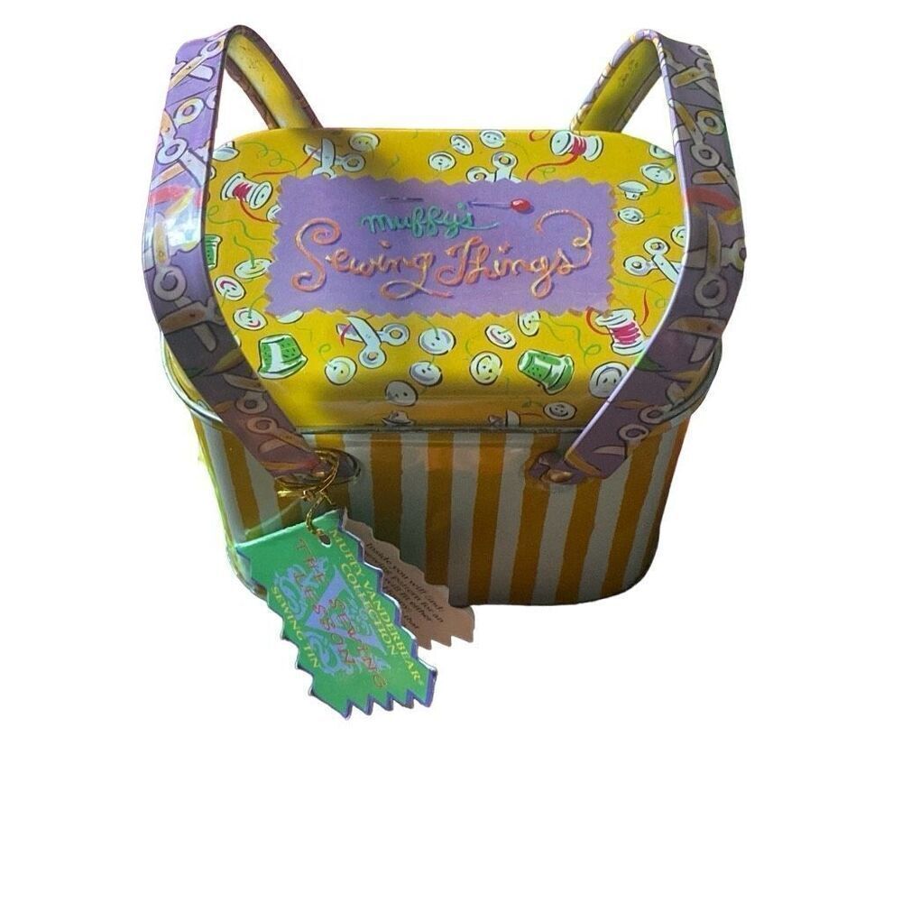 Muffy Vanderbear Sewing Lesson Tin Complete With Apron Pattern Buttons & Fabric